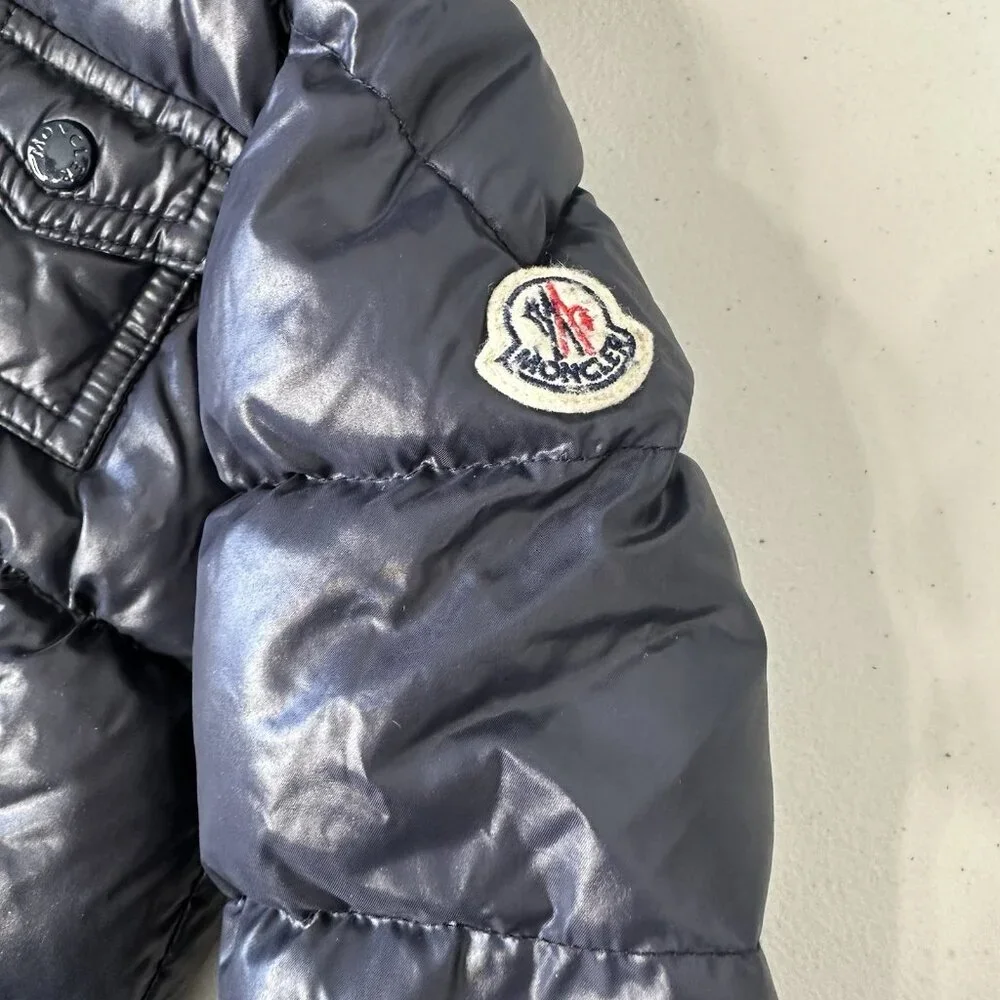 Moncler K2 Hooded Down Jacket Fox‎ Fur Trim Navy Size 6 to 9 months Baby